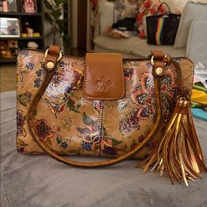 Patricia Nash Floral Brown Leather Handbag